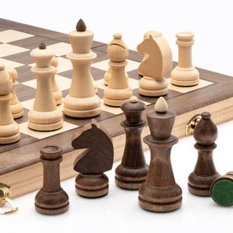  Lingle 15  3 -  인치 나무 접이식 체스 세트 킹 하이 인치 호두와 메이플 끼워넣기 보드 게임