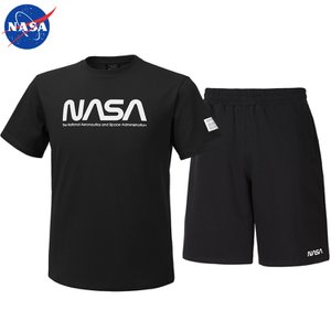 NASA 나사 남녀공용 면 반팔티+면 반바지 상하세트 N-152UBK+N-062PBK 남자 여성 티셔츠 숏팬츠