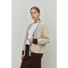 Cashemere color block cardigan_light beige_LRVC1CD01WBEL0