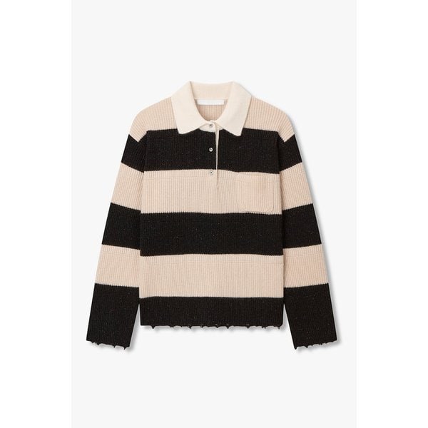 캐시미어 울 블렌드 스트라이프 카라 풀오버 7115450Y01104