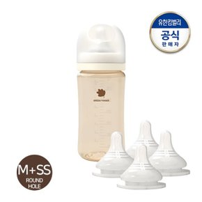 베베그로우 PPSU 젖병 280ml (M 젖꼭지)+젖꼭지 SS 1P x 2개