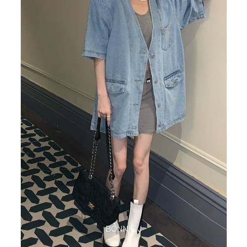 보니제이 / BONNIE J 라운드 빅사이즈 오버핏 반팔 라운드 박시