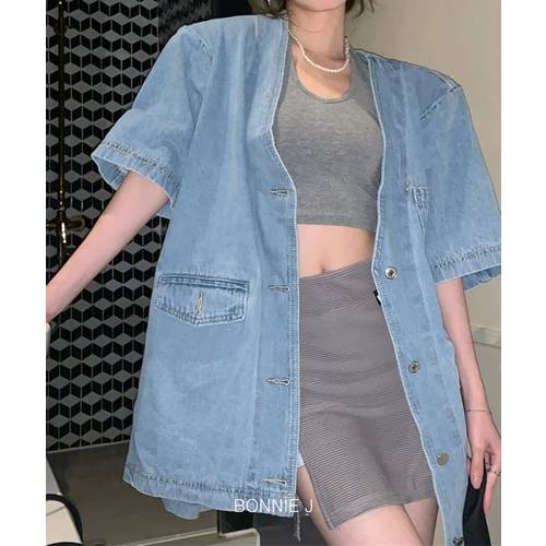 보니제이 / BONNIE J 라운드 빅사이즈 오버핏 반팔 라운드 박시