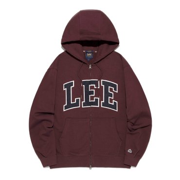 LEE 데님 아플리케 로고 후드 집업 버건디 LE2503HZ02BU
