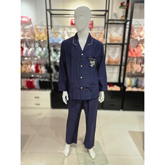 비너스 [시흥점] S 솔브 ) 솔브 트윌소재 솔리드 남성 파자마 세트 [SPA2103M-NB]