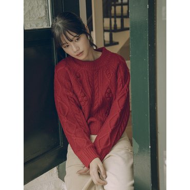 반원 아틀리에 KN4241 Grandma cable round knit_Red