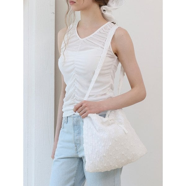 [리퍼브] Lace Flower Shoulder&Cross Bag_White