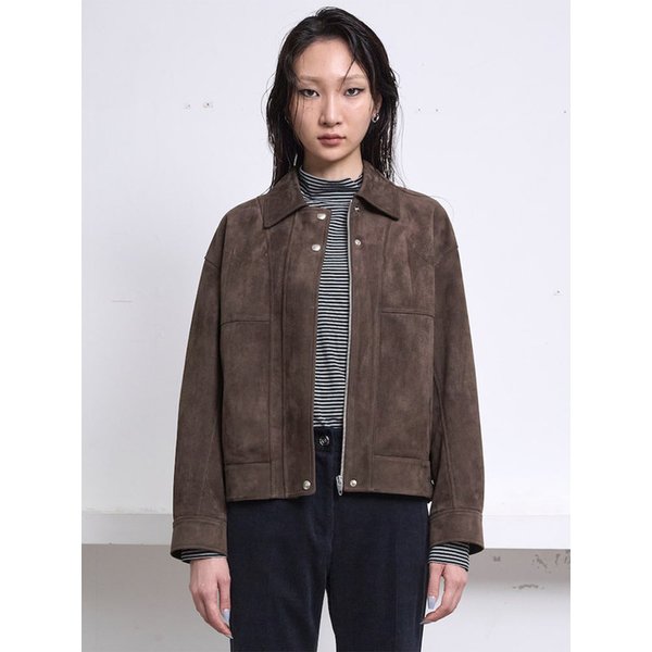 Signature Faux Leather Zipup Jacket  Brown (KE593ZM04D)
