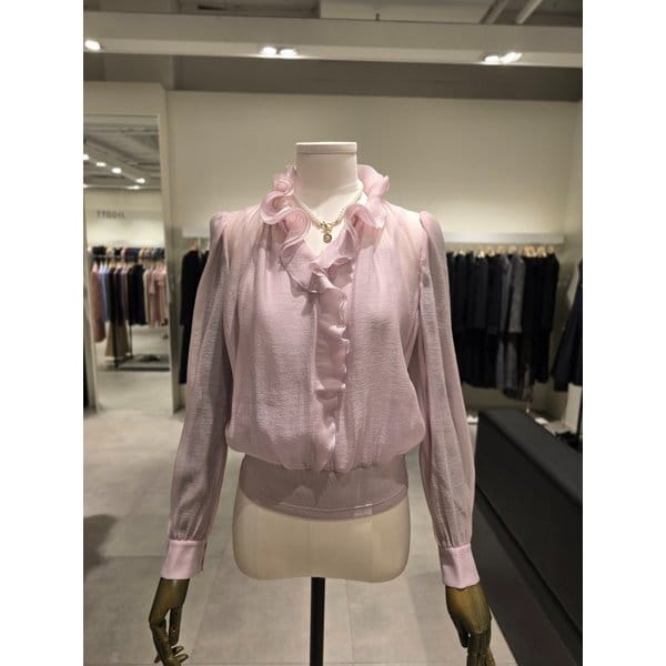 [파주점] 프릴 니트 헴 하이넥 블라우스 JS2B0BL901