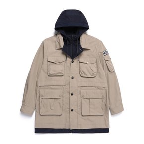 [여주점] N251MJP100 NRN 아웃포켓 후드 배색 초어 점퍼 베이지