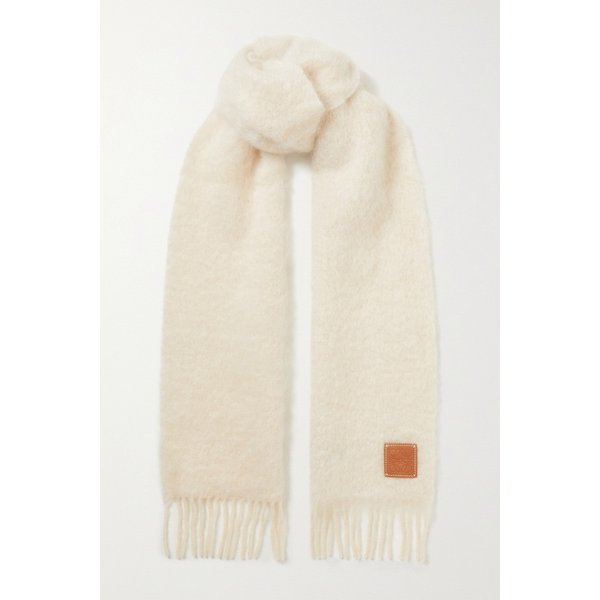 가죽 트리밍 프린지 모헤어 혼방 스카프 에크루 22250442026077902