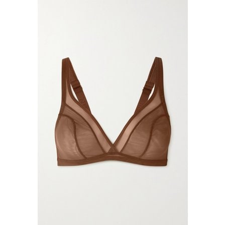 NUBIAN SKIN Stretch-tulle Soft Cup Bra 브라운