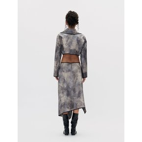 CROSSOVER WATER STAIN WRAP SKIRT BROWN