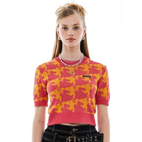 CUPID ANGEL JACQUARD KNIT TOP [PINK]