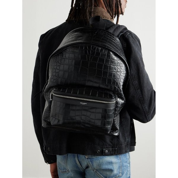 시티 크로크-이펙트 글로스 가죽 백팩 46376663162838418