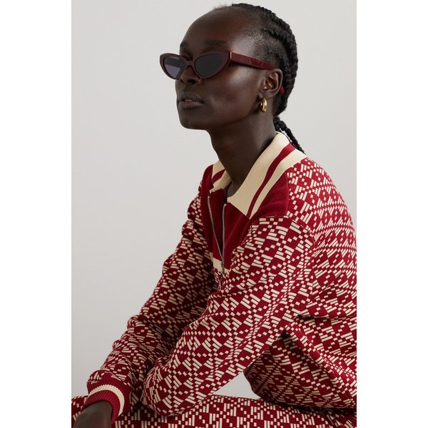 키메제 Zawe Cat-eye Acetate Sunglasses 버건디 1647597285342016