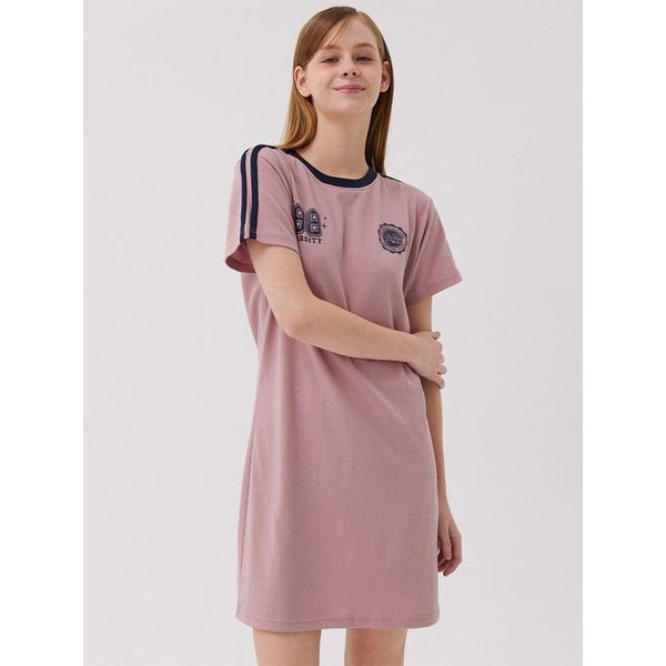 풋볼 라인 배색 원피스 인디핑크