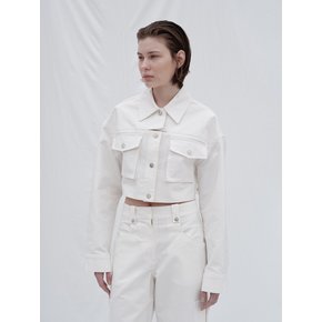 FRONT SLIT CROPPED JACKET (IVORY)