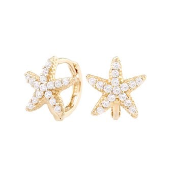 미니아트 14K 골드 큐빅 불가사리 원터치 링 금 귀걸이
