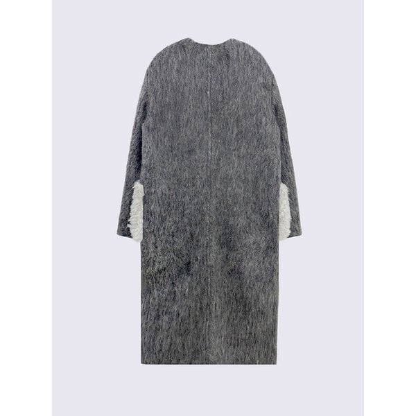헤어리 울 노카라 코트 (GREY)