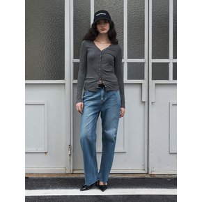 Vintage Wash Straight Fit Denim Pants