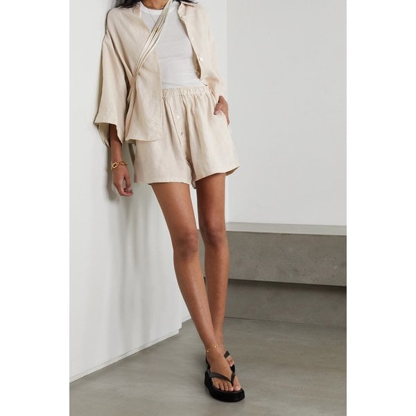 데이지 스튜디오 넷 서스테인 더 03 워시드 리넨 셔츠 앤 쇼츠 세트 크림 11452292646234107