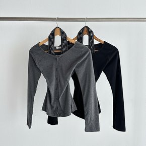 여성 홀터넥 크롭탑 라운드넥 슬림 긴팔 가디건 세트
