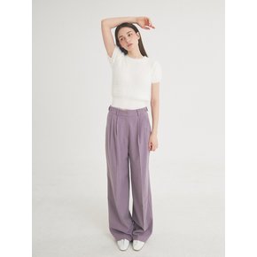 Two-Tuck Button Wide Wool Pants (violet)