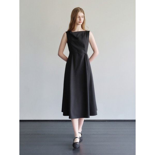Cowl Neck Flared Sleeveless Dress Black AT6OPA025BK