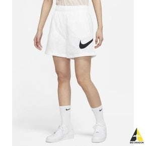 NIKE 나이키 스포츠웨어 에센셜 하이라이즈 우븐 쇼츠 W - 화이트 블랙 DM6740-100