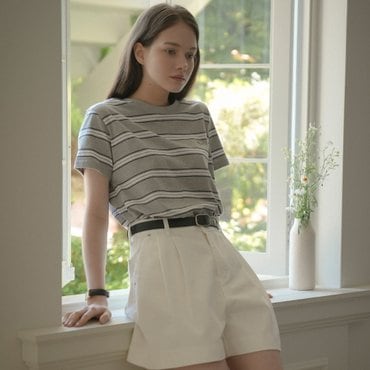 틸아이다이 Multi stripe cotton t-shirt_Gray