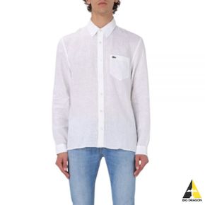 라코스테 Logo Patch Regulator Fit Linen Long-Sleeved Shirt (CH5692-001) (로고 패치