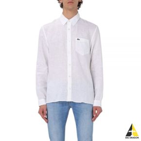 라코스테 24 Logo Patch Regulator Fit Linen Long-Sleeved Shirt (CH5692-001) (로고