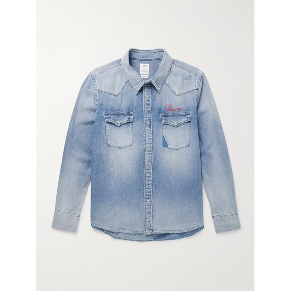 소셜 스컬처 로고 자수 데님 셔츠 46376663162872068