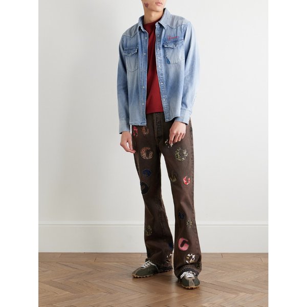 소셜 스컬처 로고 자수 데님 셔츠 46376663162872068