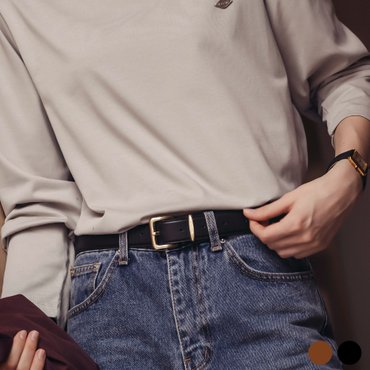 틸아이다이 30mm square buckle italian leather belt_2color