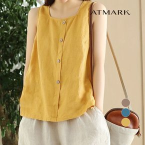 ATMARK 버튼스퀘어넥리넨티셔츠_AA43TS071G