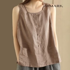 ATMARK 버튼스퀘어넥리넨티셔츠_AA43TS071G