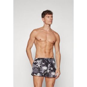 5125896 Versace SWIM RECYCLED CORAL ALL OVER PRINT - Swimming shorts black/concrete/bone