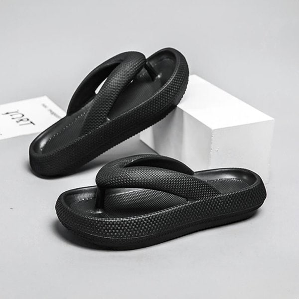 [옷자락] 여자 바캉스 블랙 화이트 키높이 쿠셔닝 샌들 쪼리