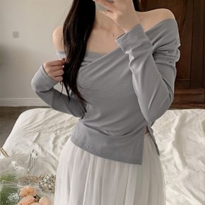 [투웨이무드/보정티] 소이니 브이넥 트임 랩 블라우스 티셔츠 P000CPPM