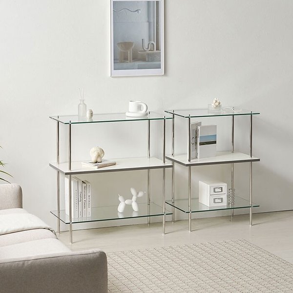 모노블랑 강화유리 선반 거실장 장식장 진열장 주방수납장 3단 800 IK5011R (착불)