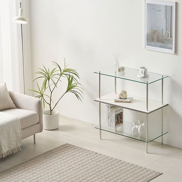 모노블랑 강화유리 선반 거실장 장식장 진열장 주방수납장 3단 800 IK5011R (착불)