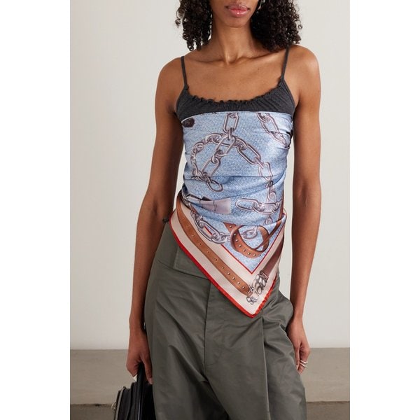 프린트 실크 새틴 스카프 46376663162980615