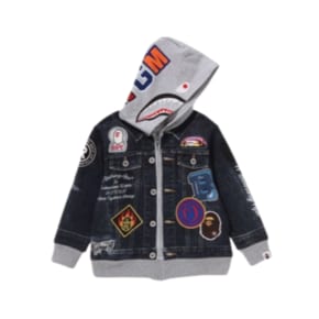 베이프 주니어 후드집업 SHARK BAPE EMBLEM DENIM JACKET PRINT 1K70-615-001