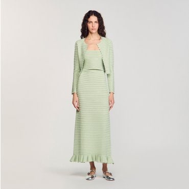 산드로 [25SS 시즌오프 30%] 라인스톤 니트 크롭 탑 SF25S3FRP1743