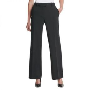 우먼 DKNY 디케이앤와이 쁘띠 솔리드 Fixed-Waist Slant-Pocket 와이드 레그 팬츠 바지 - 블랙 6