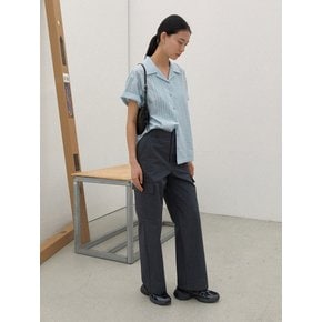 summer wide cargo pants - charcoal