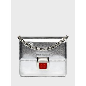 LEATHER TOY LOCK MINI SILVER BAG