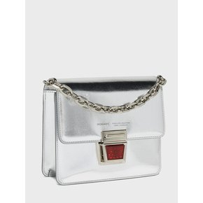 LEATHER TOY LOCK MINI SILVER BAG